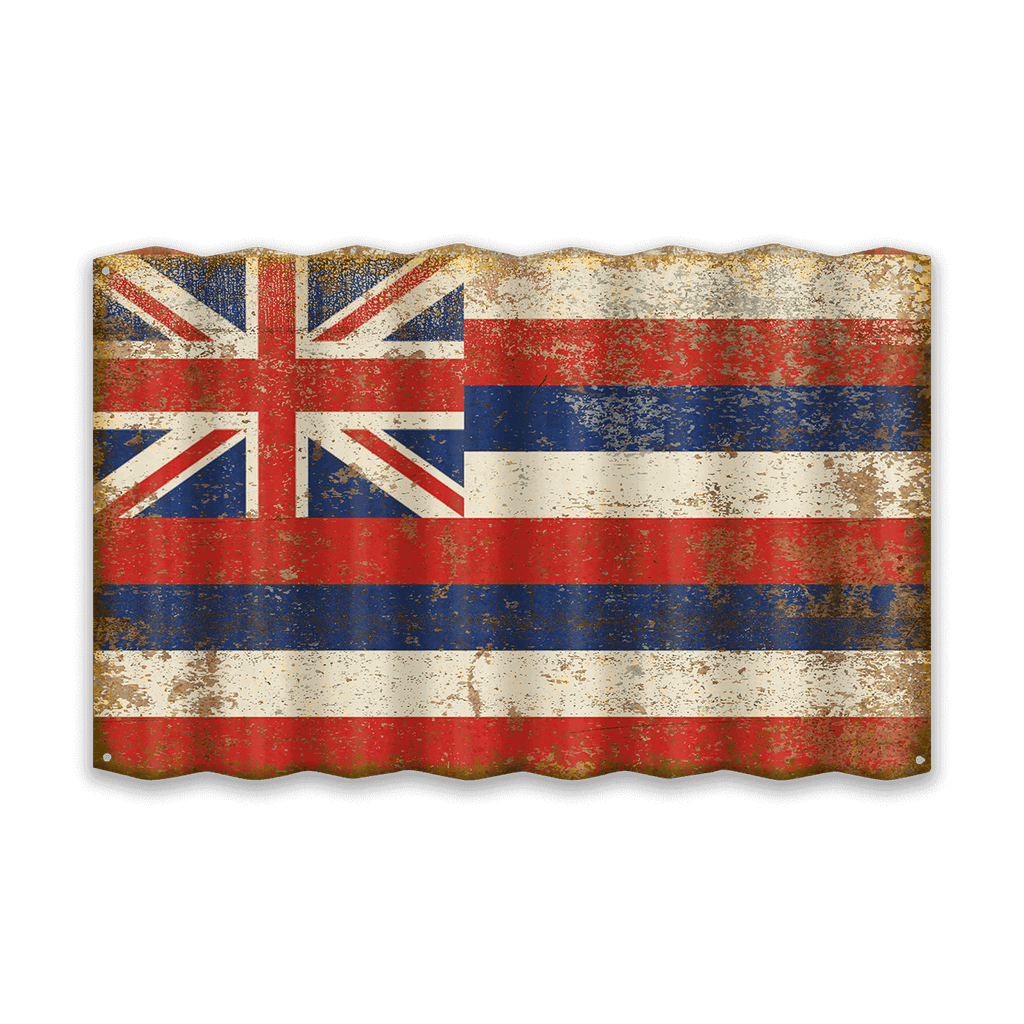 Hawaii State Flag - Corrugated Metal Wall Art