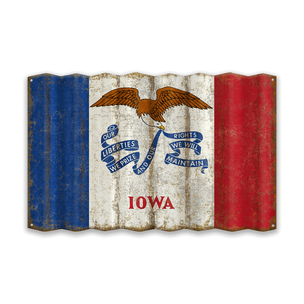 Iowa State Flag - Corrugated Metal Wall Art