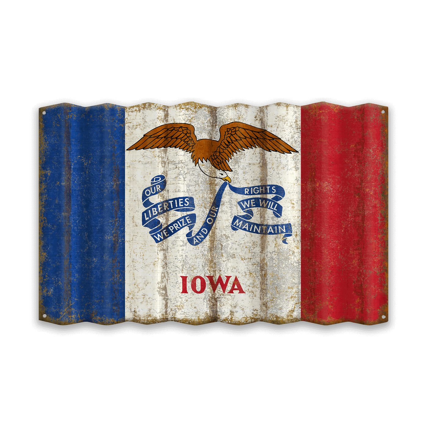 Iowa State Flag - Corrugated Metal Wall Art