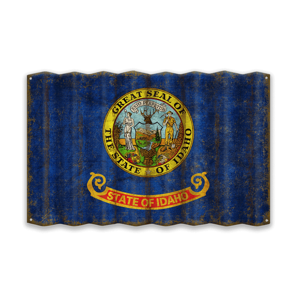 Idaho State Flag - Corrugated Metal Wall Art