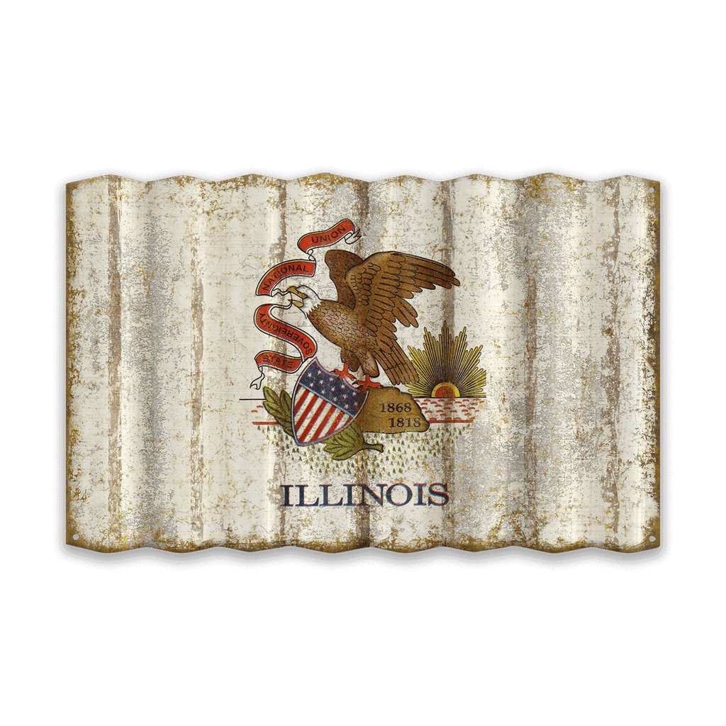Illinois State Flag - Corrugated Metal Wall Art