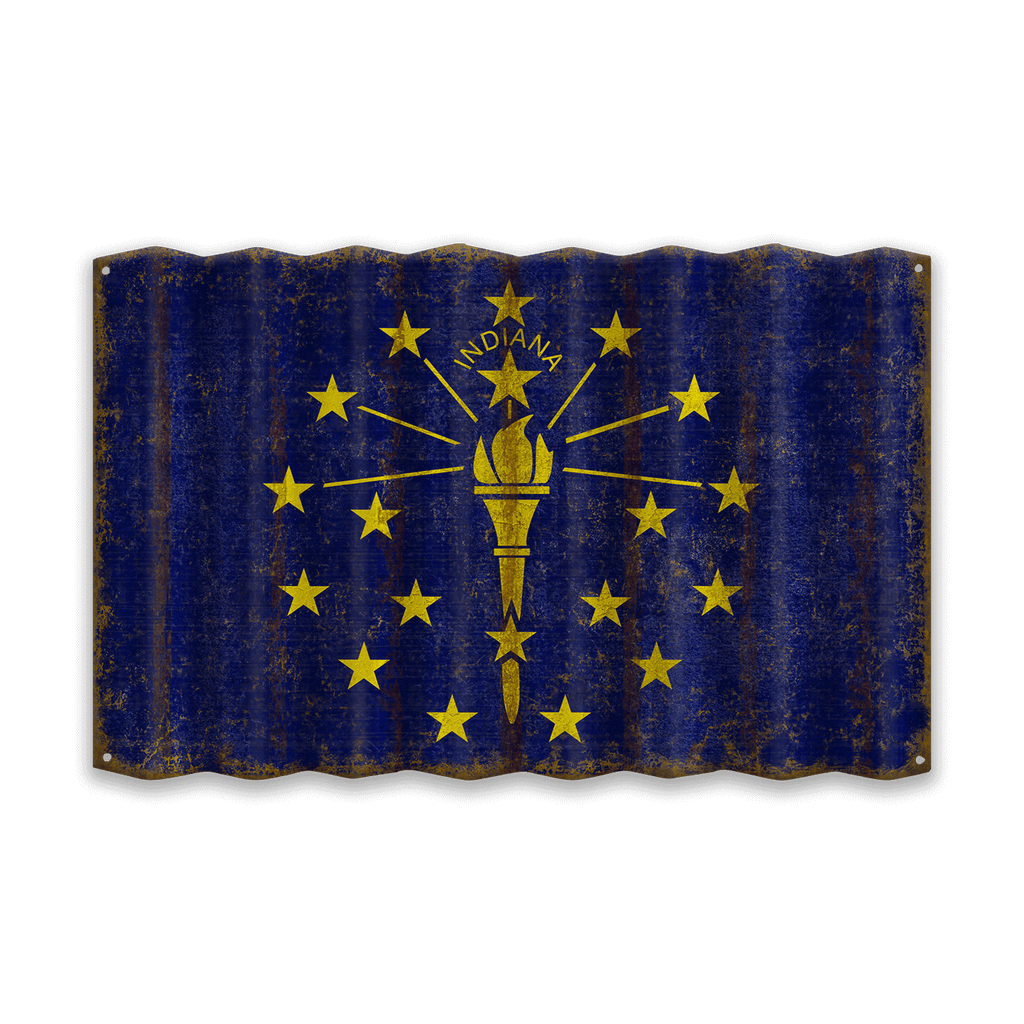 Indiana State Flag - Corrugated Metal Wall Art