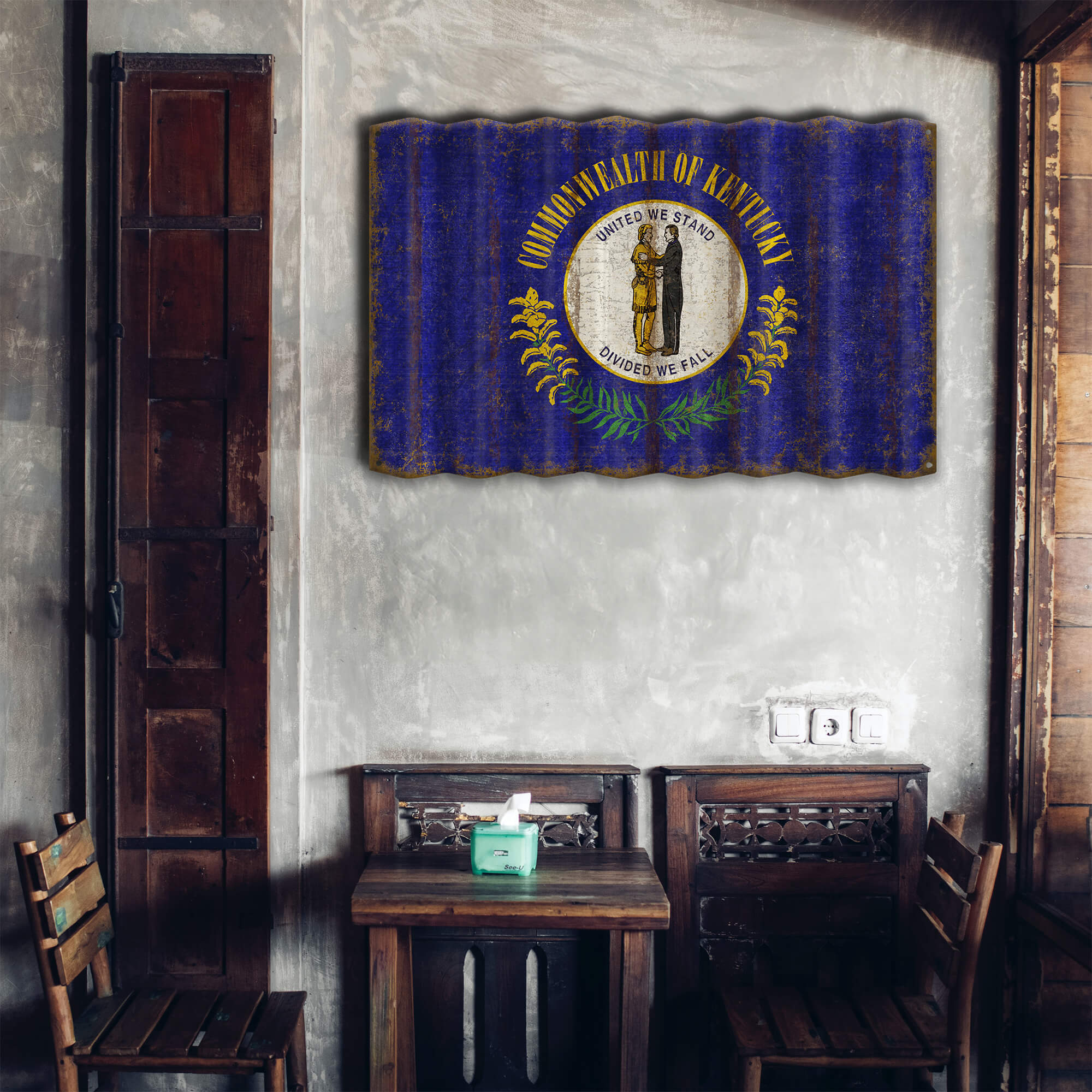 Kentucky State Flag - Corrugated Metal Wall Art