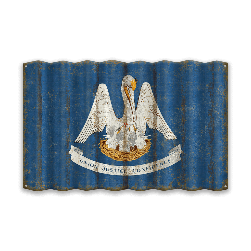 Louisiana State Flag - Corrugated Metal Wall Art