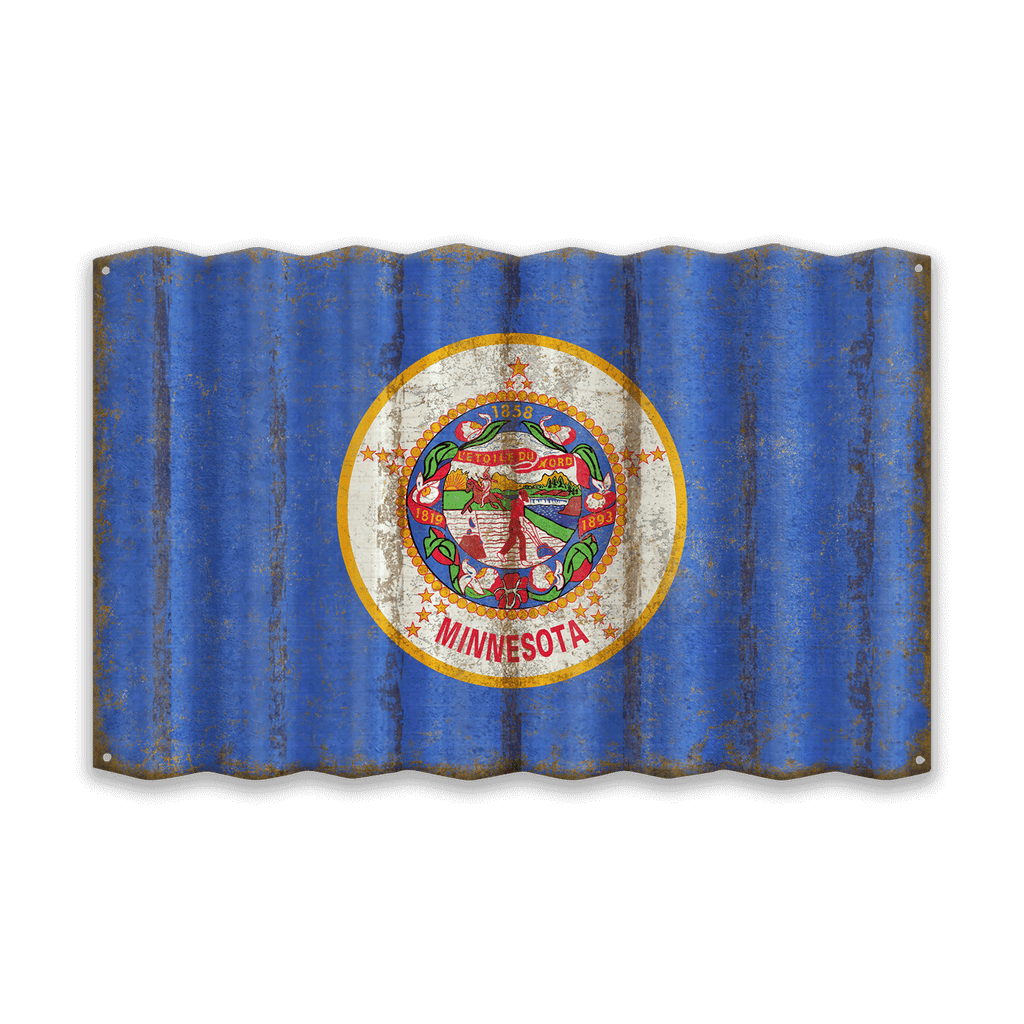 Minnesota State Flag - Corrugated Metal Wall Art