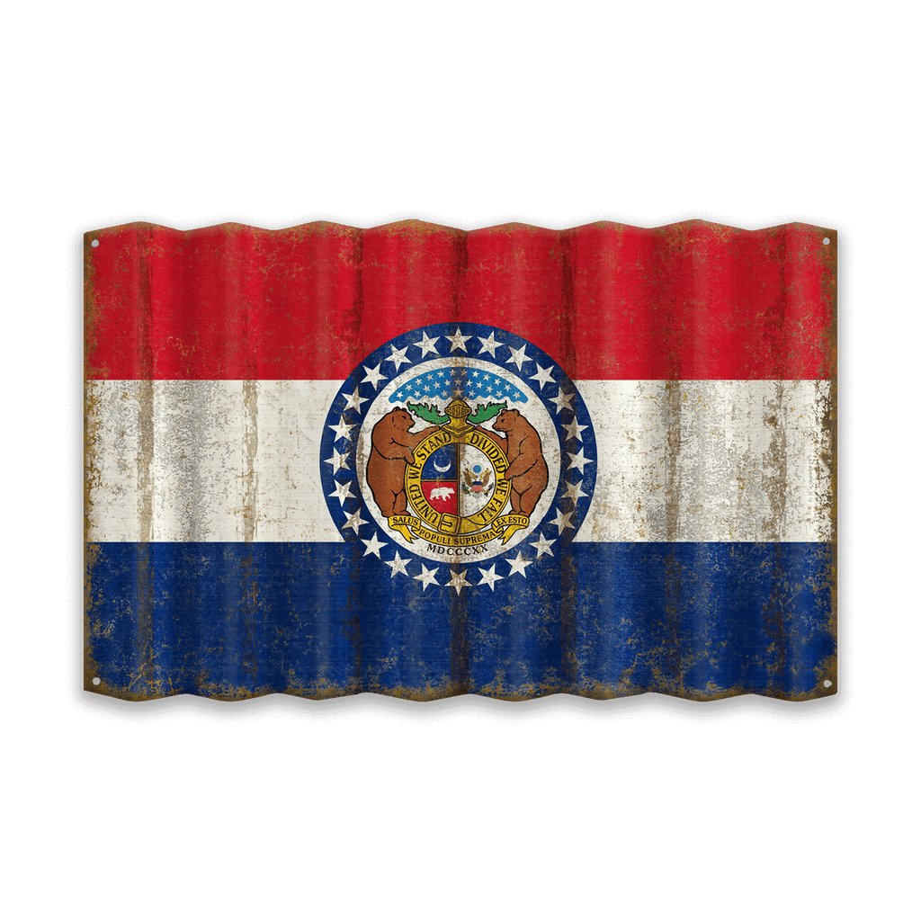 Missouri State Flag - Corrugated Metal Wall Art