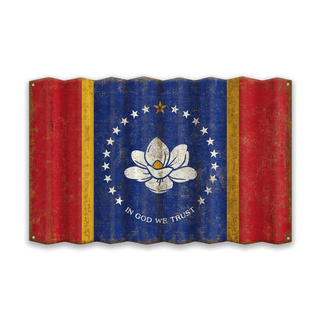 Mississippi State Flag - Corrugated Metal Wall Art