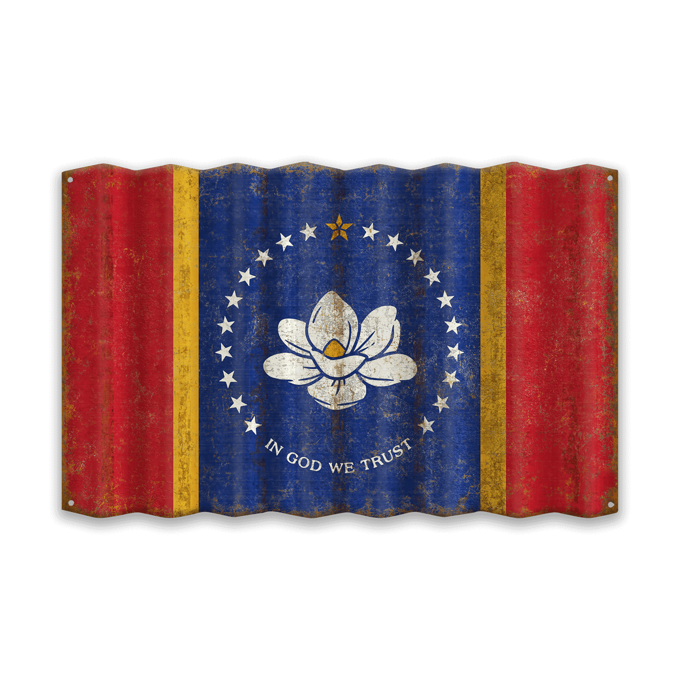 Mississippi State Flag - Corrugated Metal Wall Art