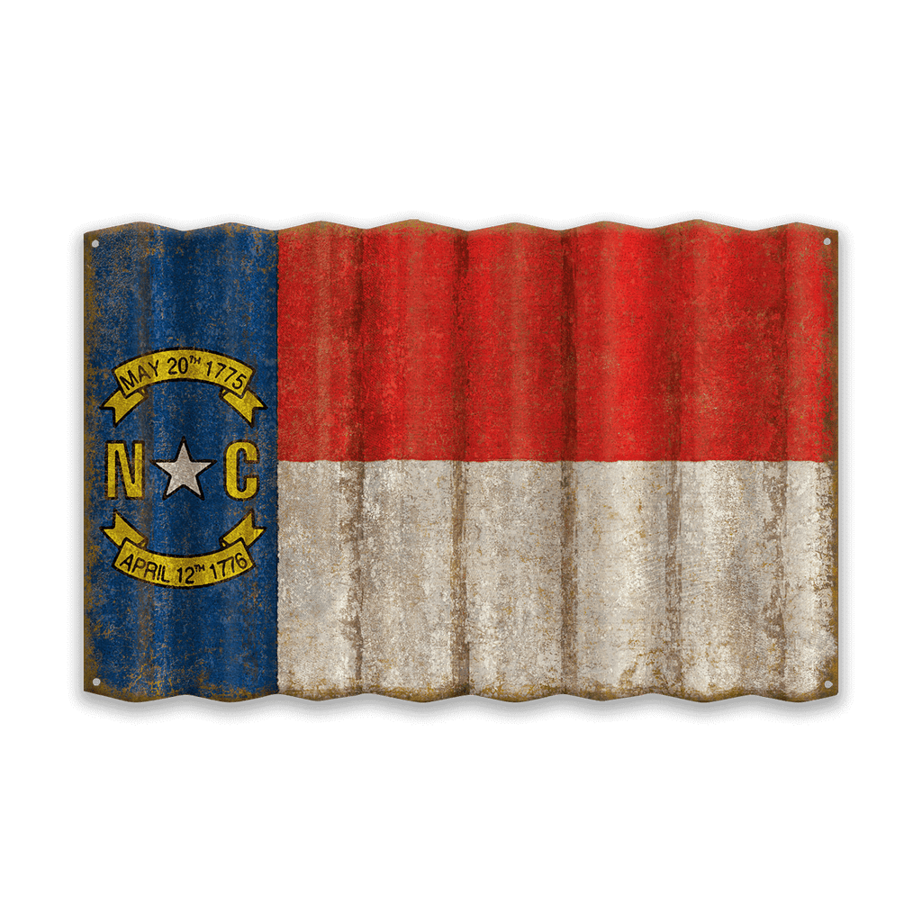 North Carolina State Flag - Corrugated Metal Wall Art