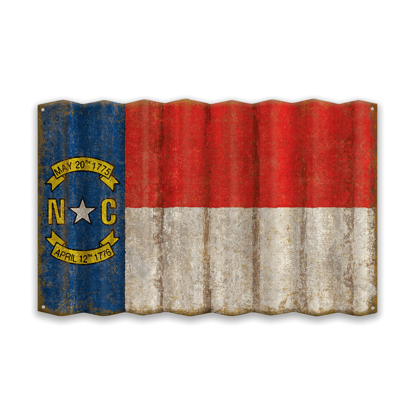 North Carolina State Flag - Corrugated Metal Wall Art