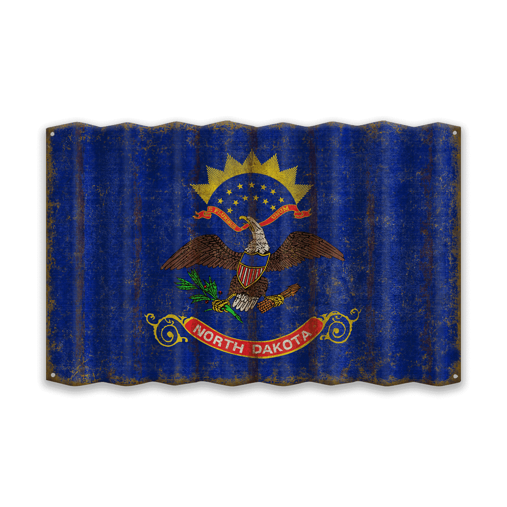 North Dakota State Flag - Corrugated Metal Wall Art