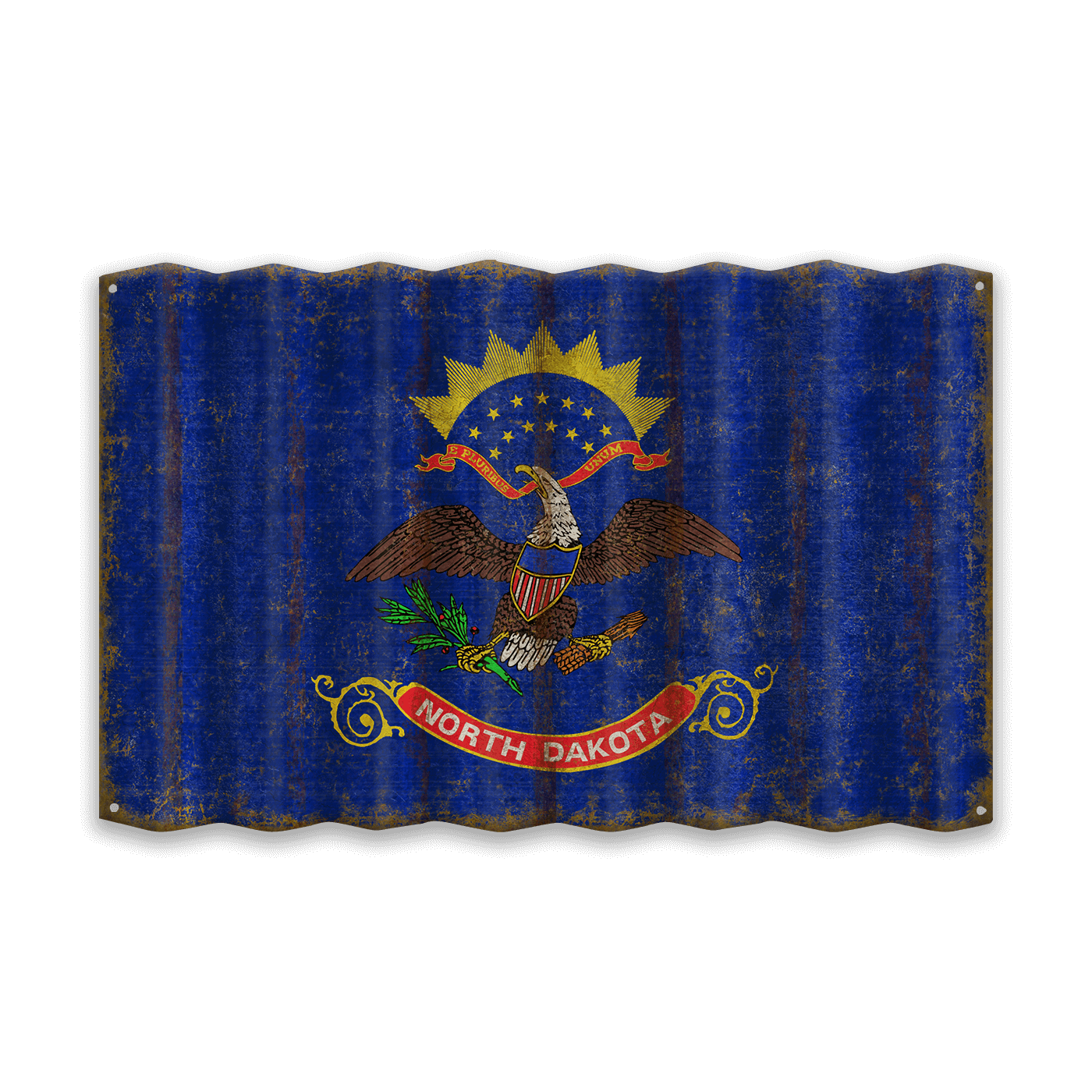 North Dakota State Flag - Corrugated Metal Wall Art