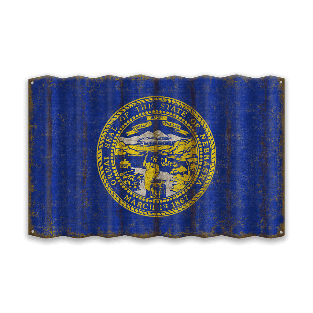 Nebraska State Flag - Corrugated Metal Wall Art