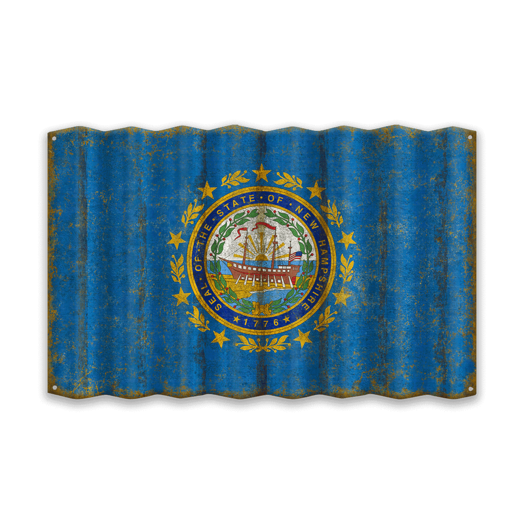 New Hampshire State Flag - Corrugated Metal Wall Art