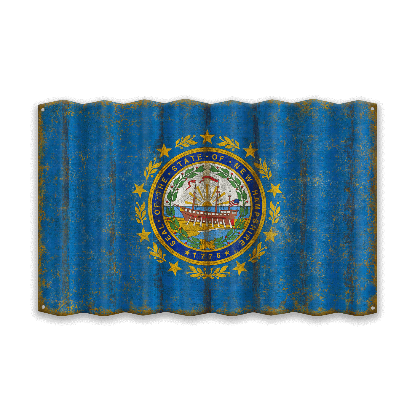New Hampshire State Flag - Corrugated Metal Wall Art
