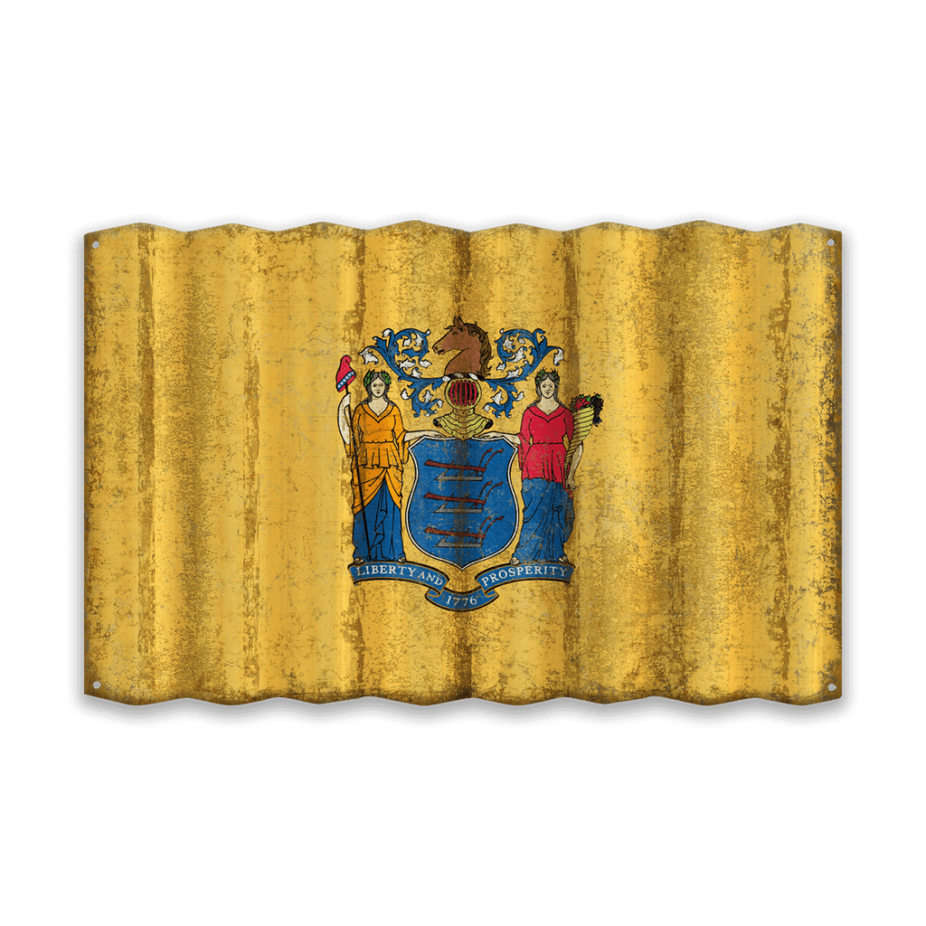New Jersey State Flag - Corrugated Metal Wall Art