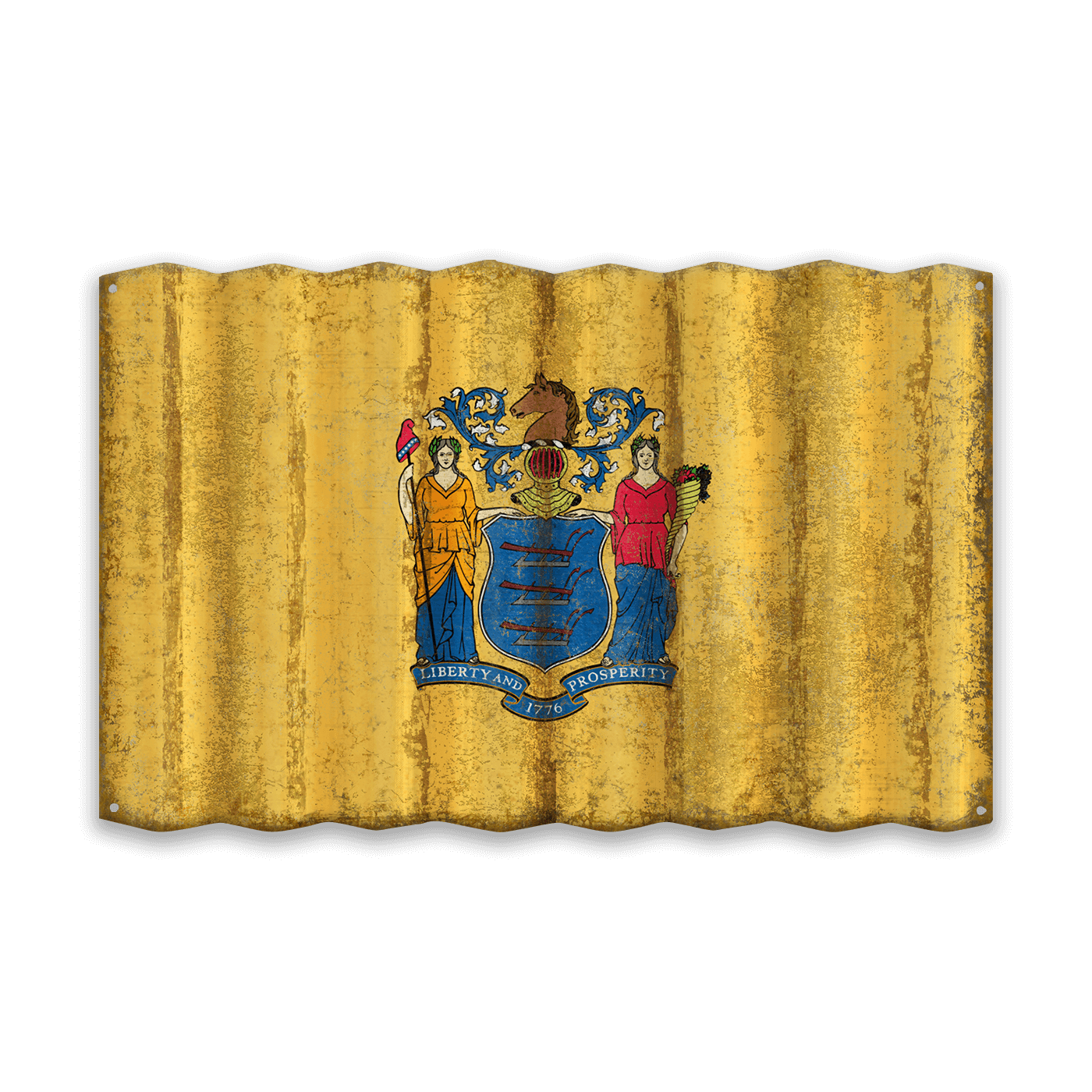New Jersey State Flag - Corrugated Metal Wall Art