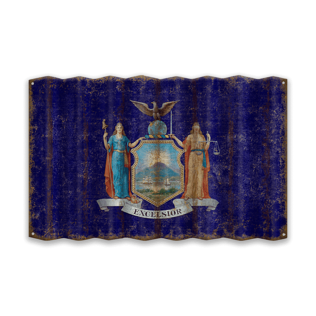 New York State Flag - Corrugated Metal Wall Art