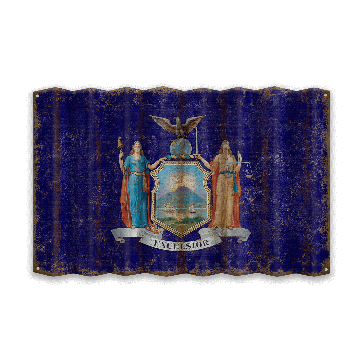 New York State Flag - Corrugated Metal Wall Art