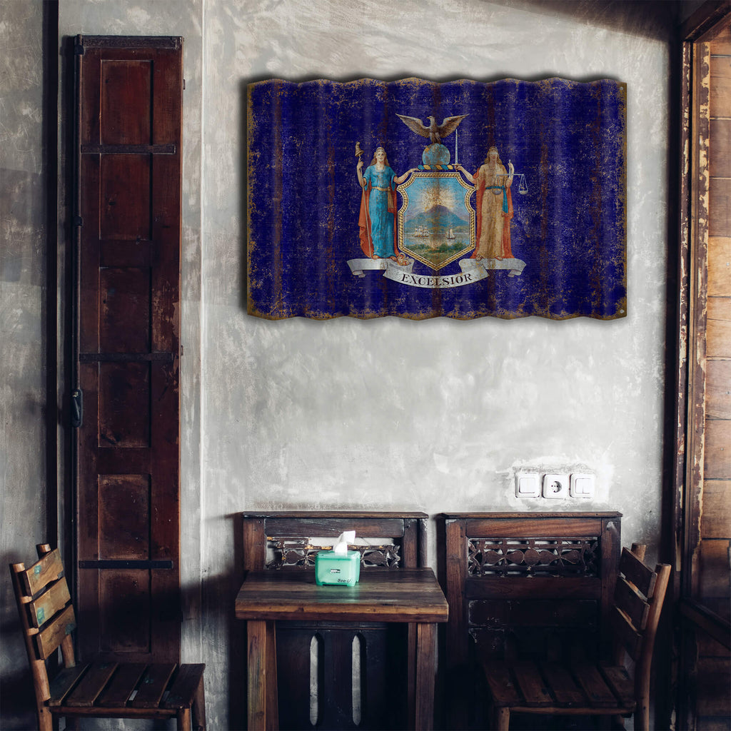 New York State Flag - Corrugated Metal Wall Art