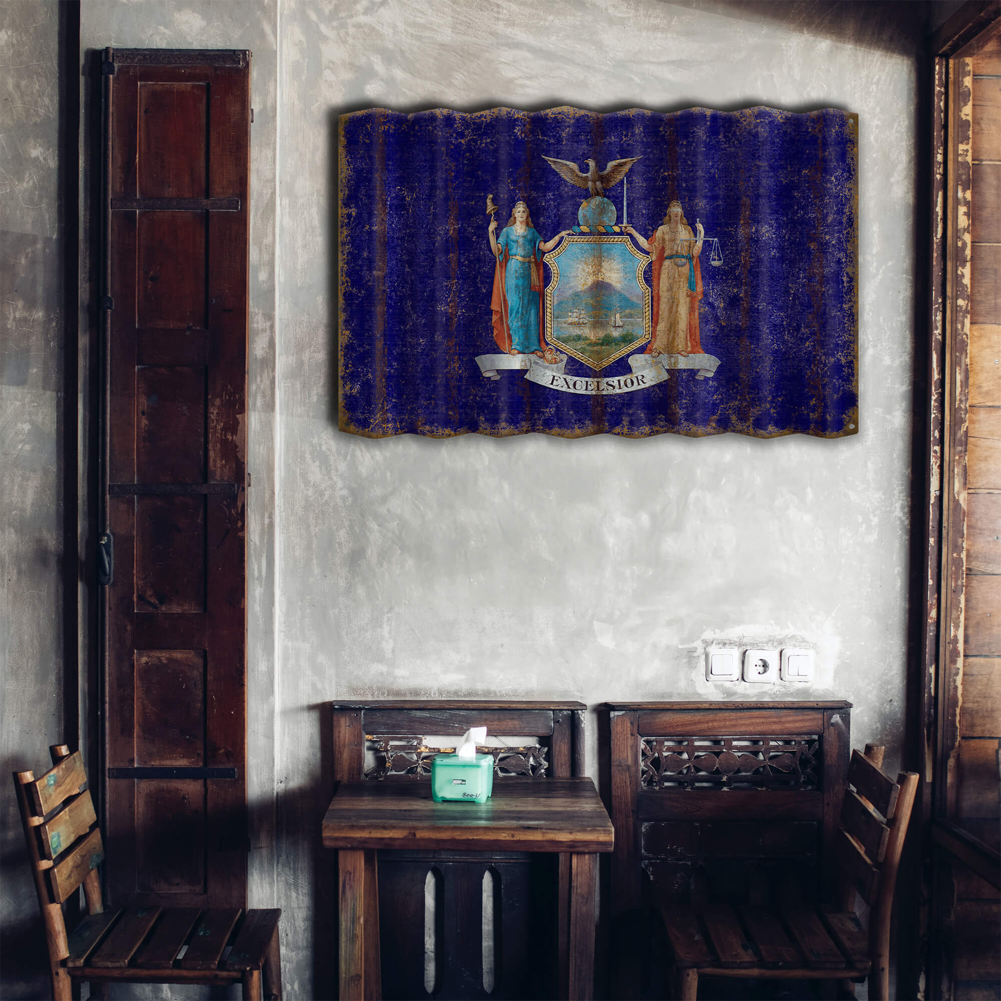 New York State Flag - Corrugated Metal Wall Art