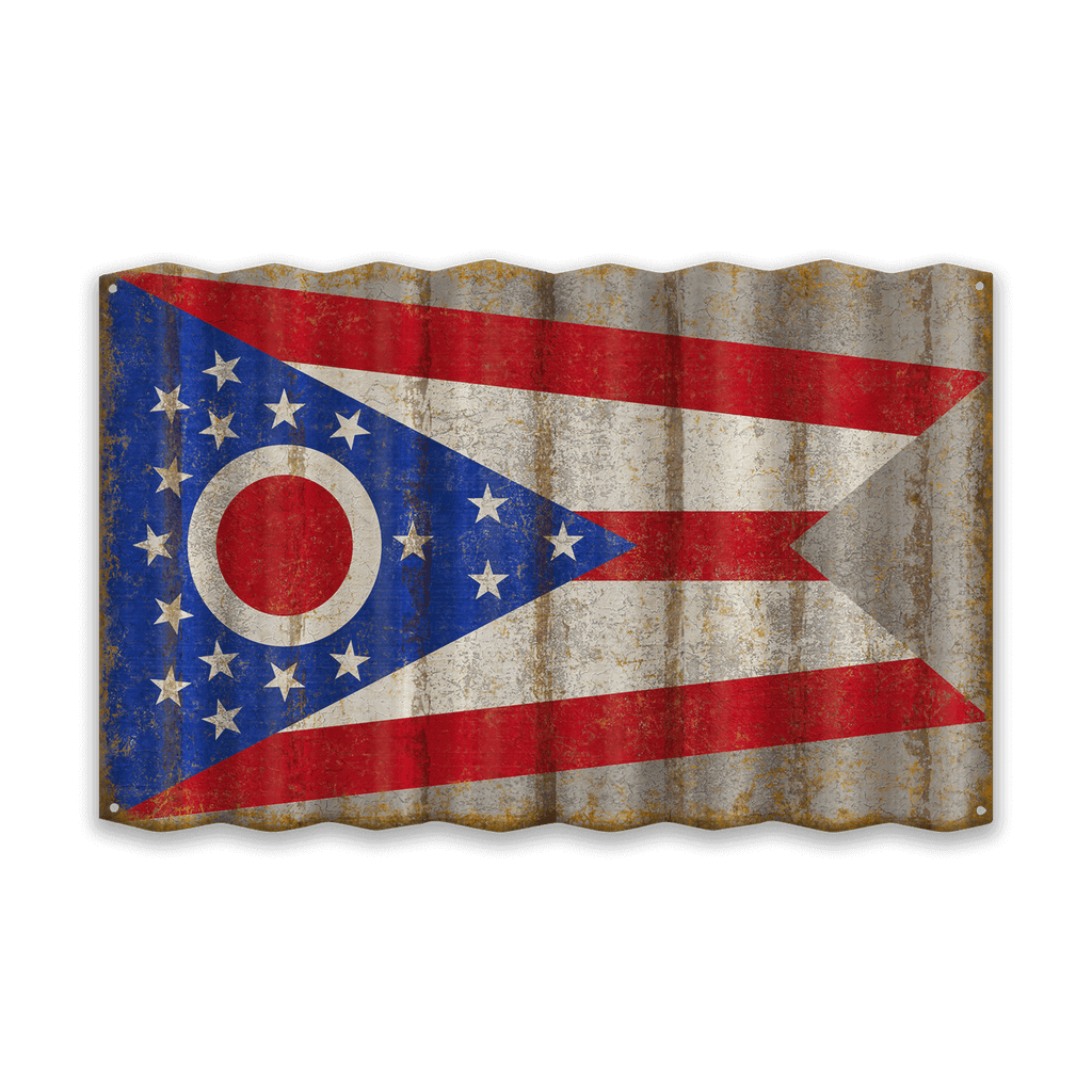Ohio State Flag - Corrugated Metal Wall Art