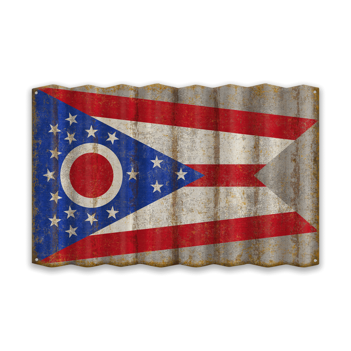 Ohio State Flag - Corrugated Metal Wall Art