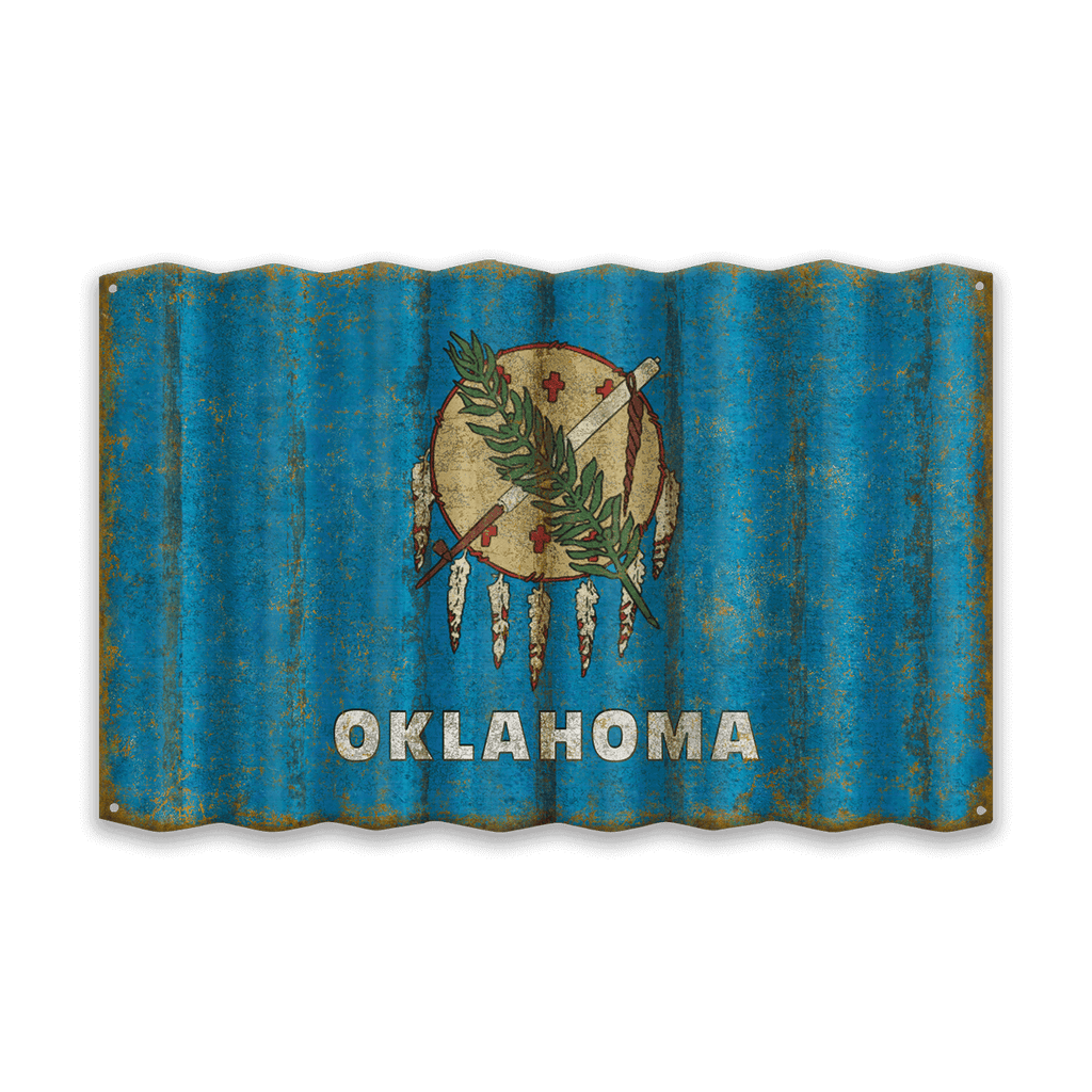 Oklahoma State Flag - Corrugated Metal Wall Art