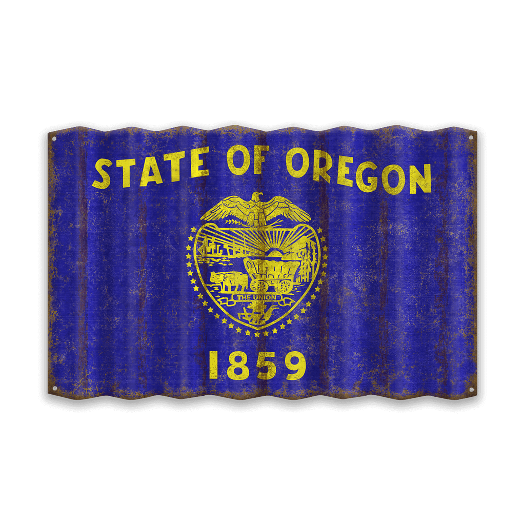 Oregon State Flag - Corrugated Metal Wall Art