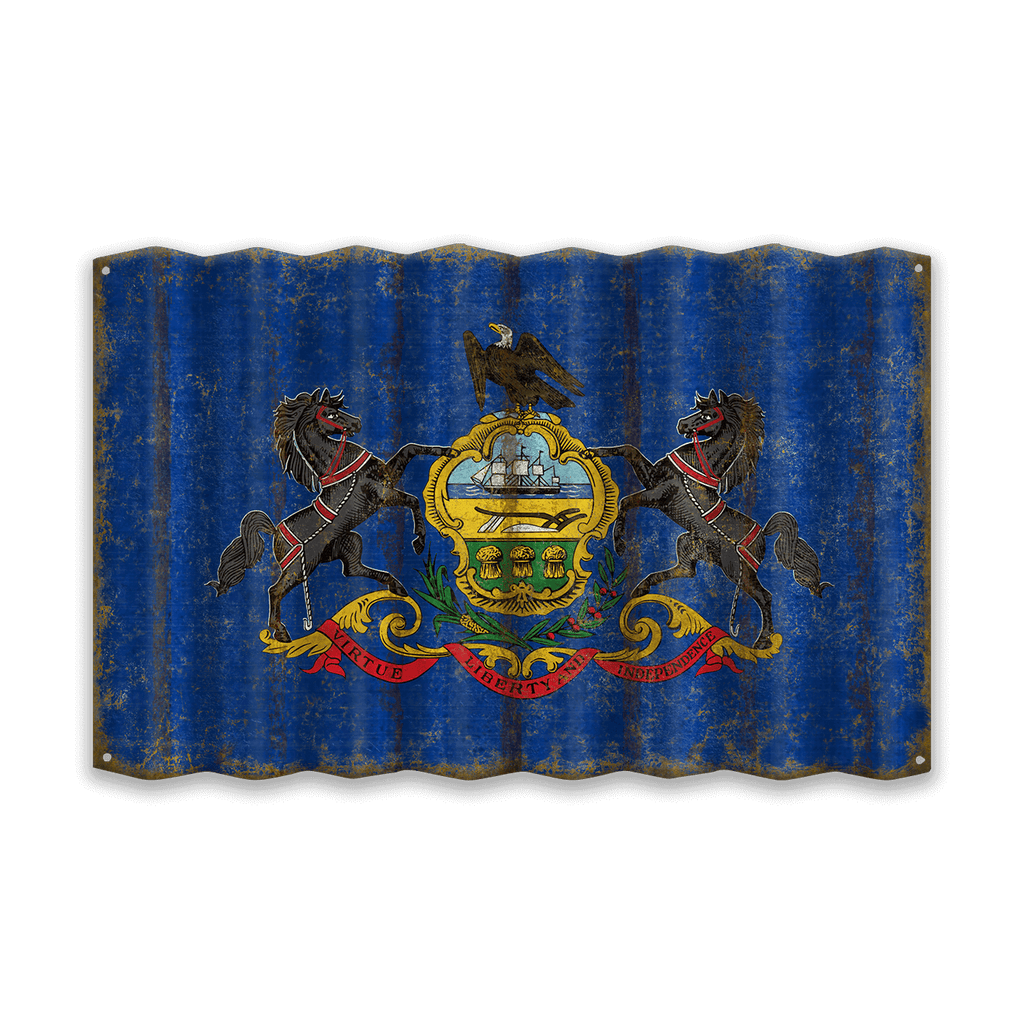 Pennsylvania State Flag - Corrugated Metal Wall Art