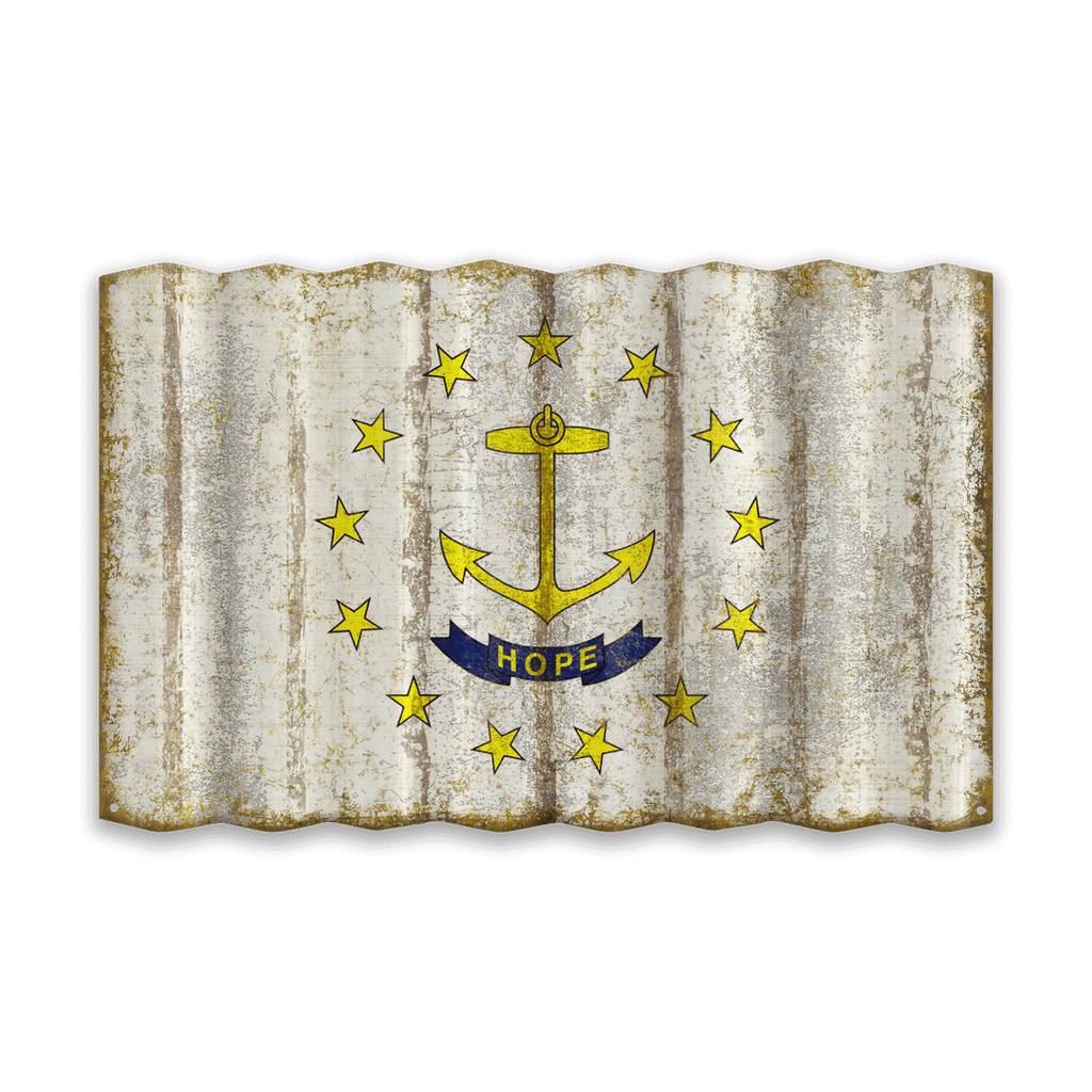Rhode Island State Flag - Corrugated Metal Wall Art