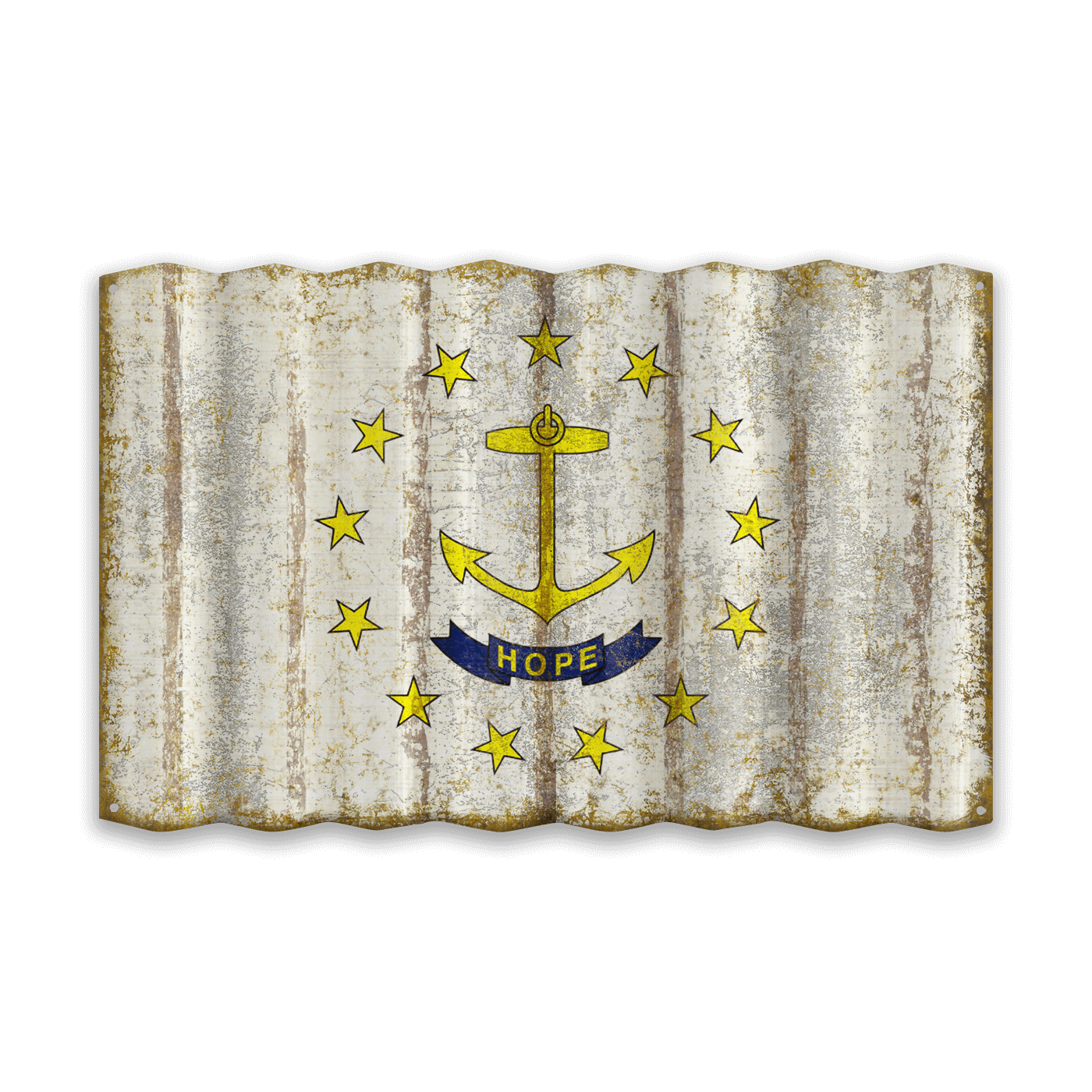 Rhode Island State Flag - Corrugated Metal Wall Art