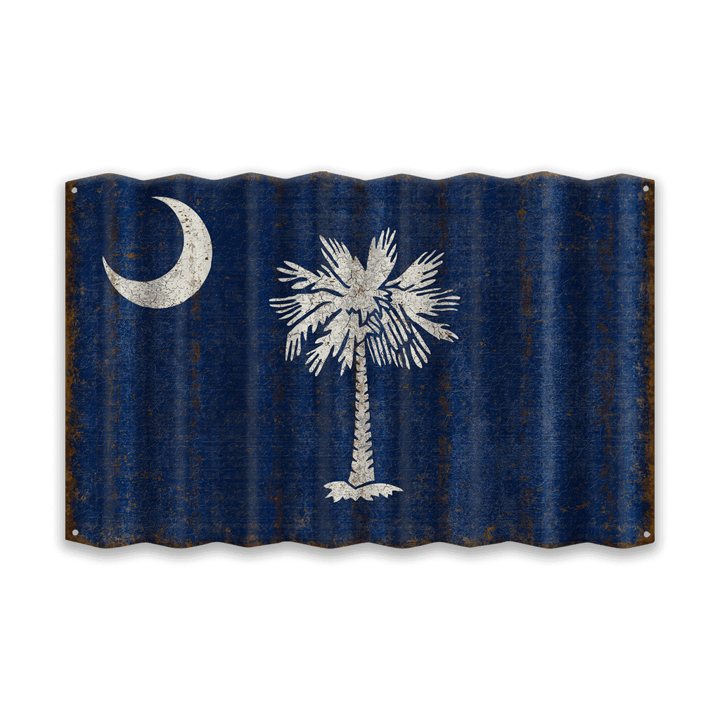 South Carolina State Flag - Corrugated Metal Wall Art