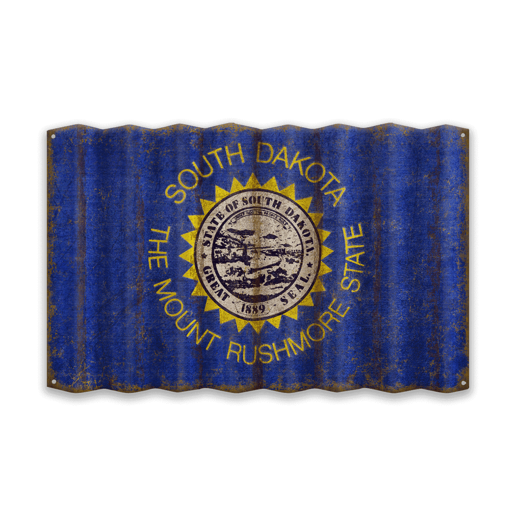 South Dakota State Flag - Corrugated Metal Wall Art