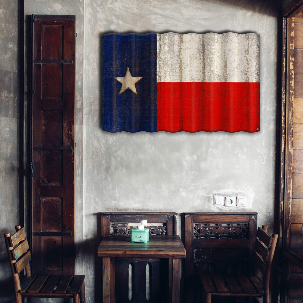 Texas State Flag - Corrugated Metal Wall Art