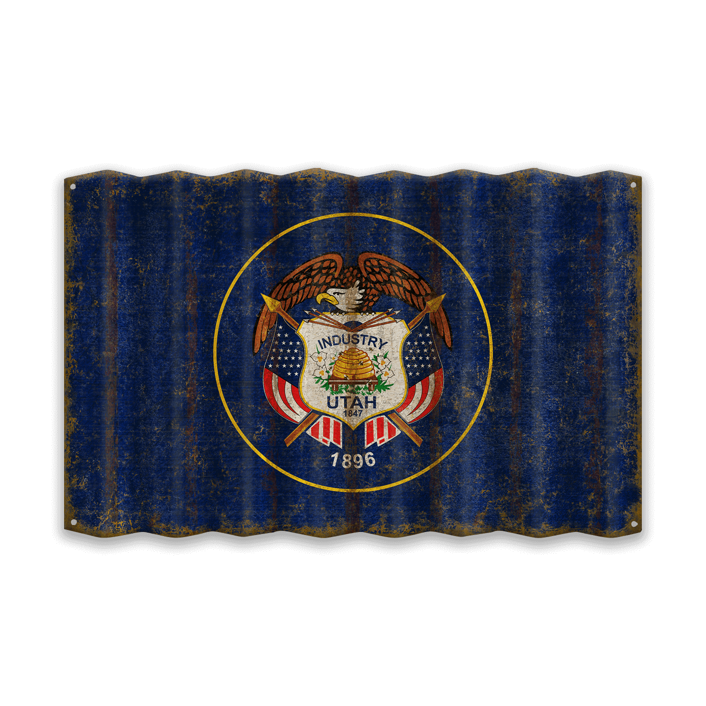 Utah State Flag - Corrugated Metal Wall Art