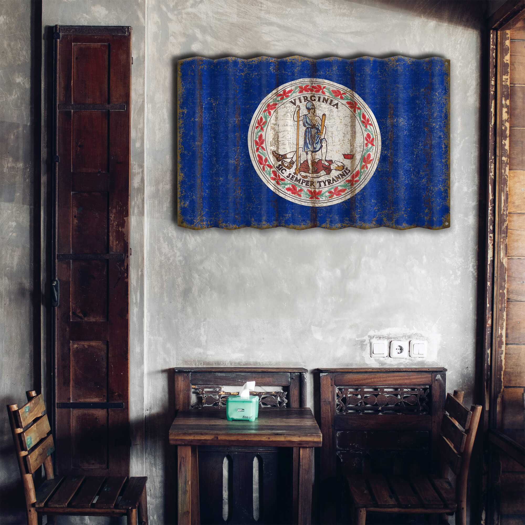 Virginia State Flag - Corrugated Metal Wall Art