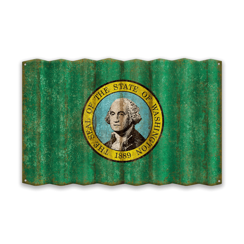 Washington State Flag - Corrugated Metal Wall Art