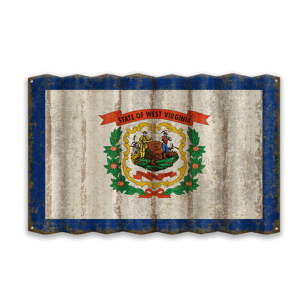 West Virginia State Flag - Corrugated Metal Wall Art