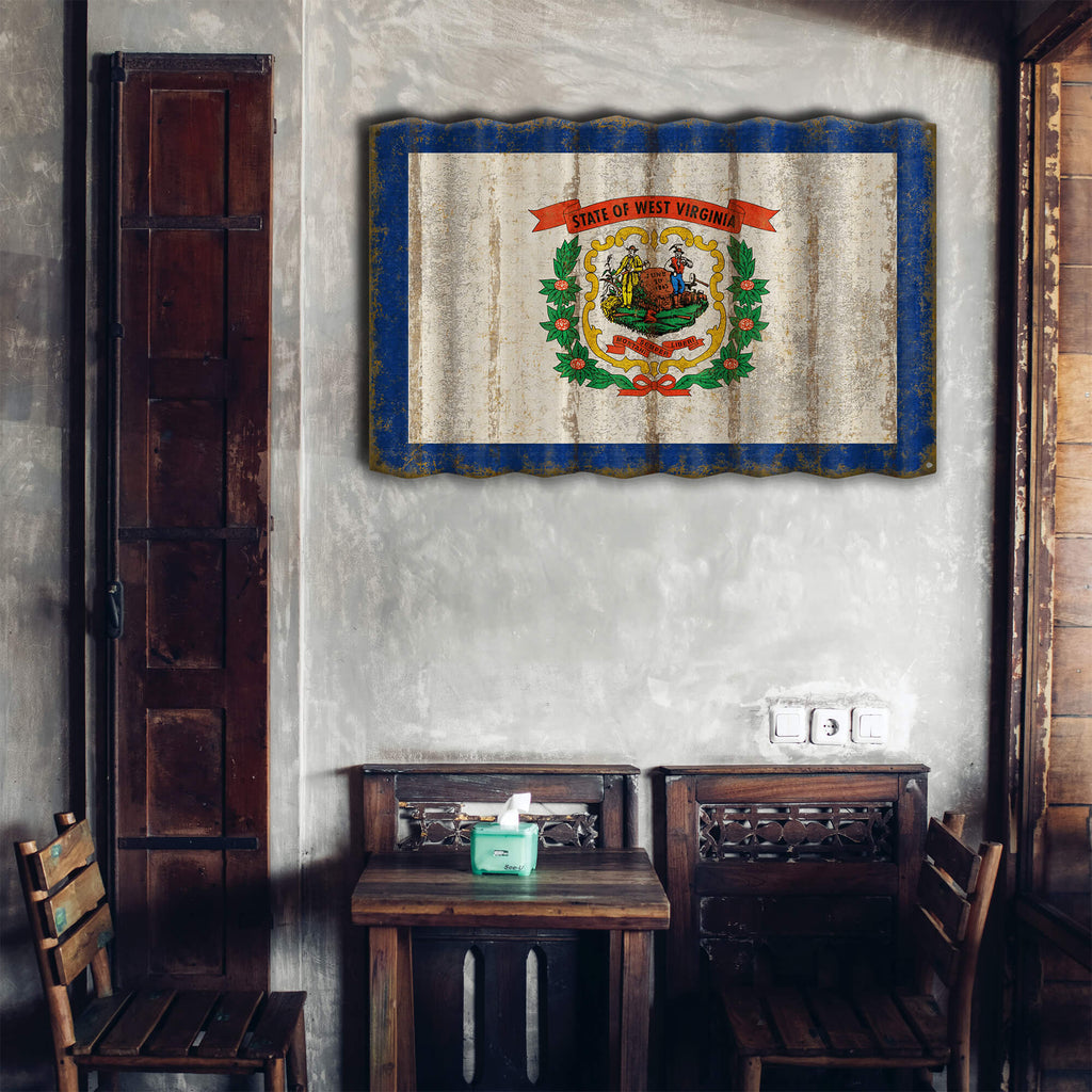 West Virginia State Flag - Corrugated Metal Wall Art