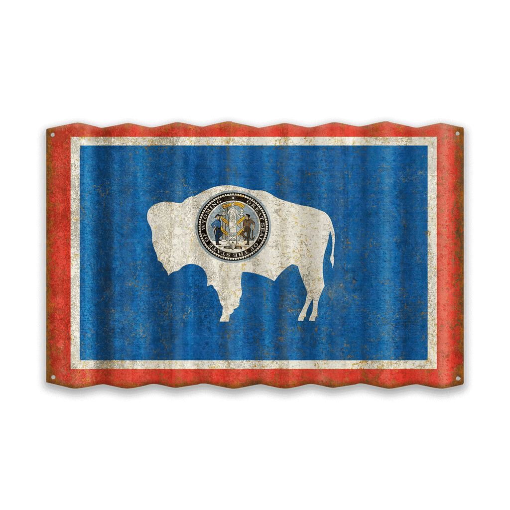 Wyoming State Flag - Corrugated Metal Wall Art