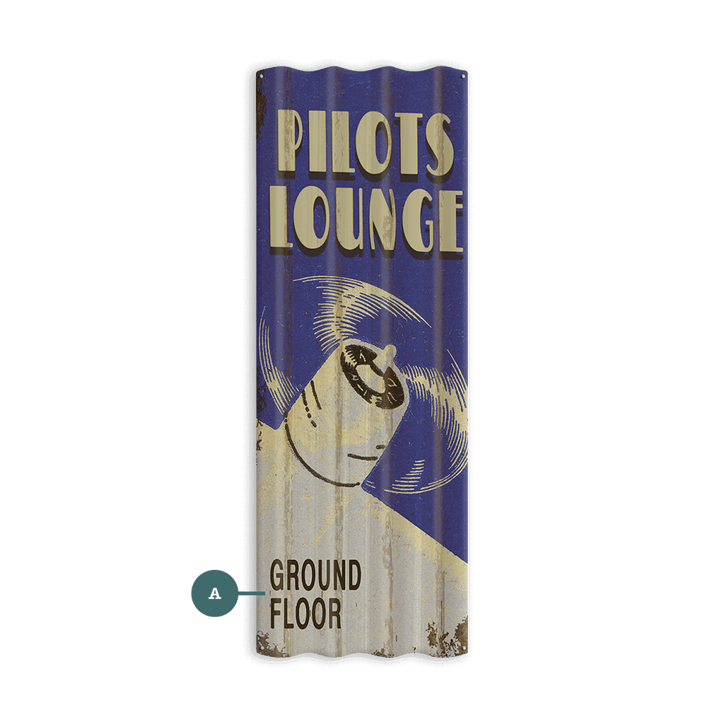 Pilots Lounge - Corrugated Metal Wall Art