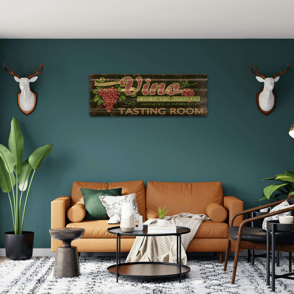 Vino Tasting Room - Corrugated Metal Wall Art
