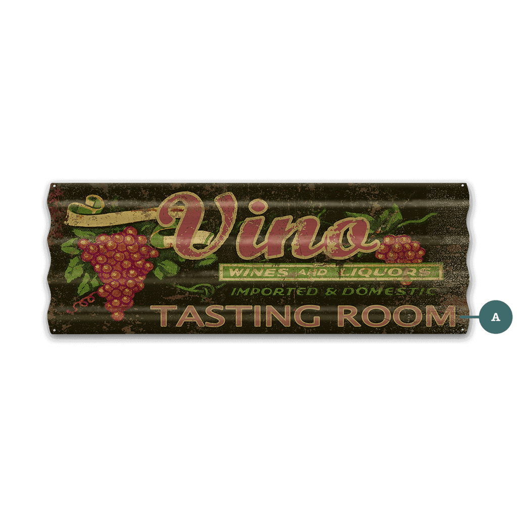Vino Tasting Room - Corrugated Metal Wall Art
