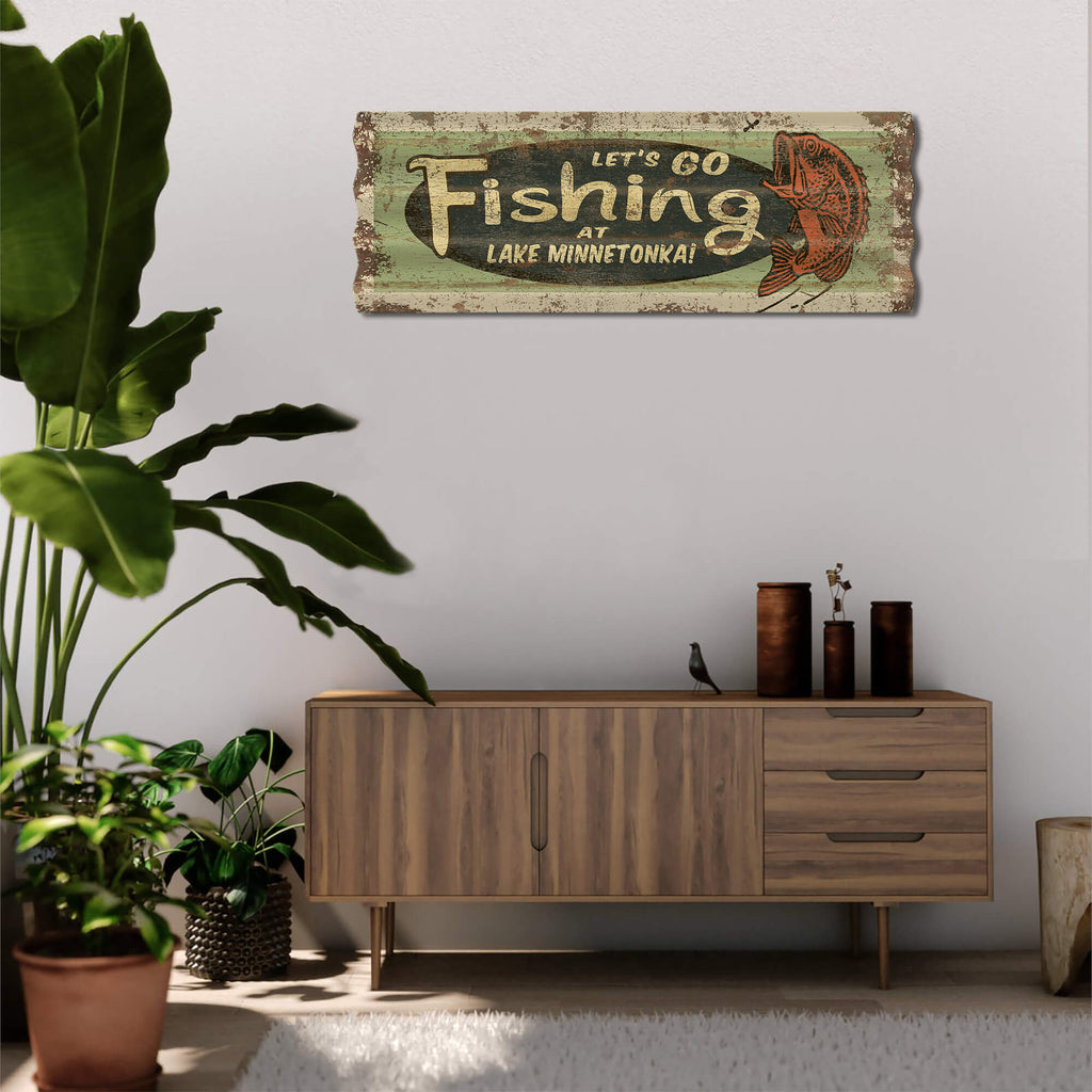 Let's Go Fishing - Corrugated Metal Wall Art