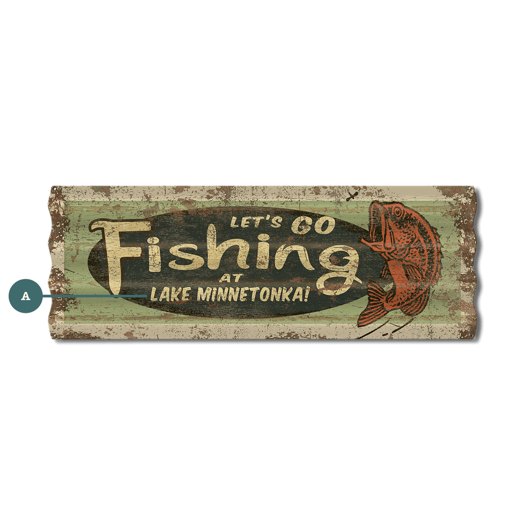 Let's Go Fishing - Corrugated Metal Wall Art