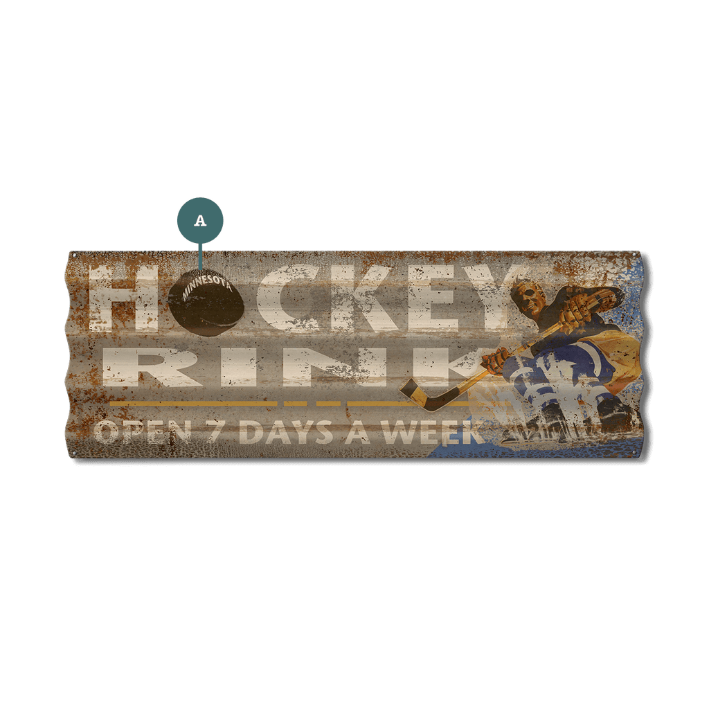 Hockey Rink - Corrugated Metal Wall Art