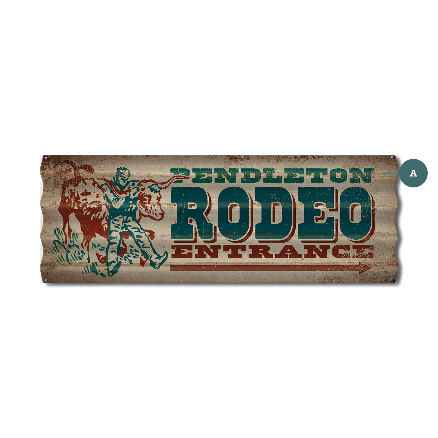 Steer Wrestling Rodeo Entrance - Corrugated Metal Wall Art