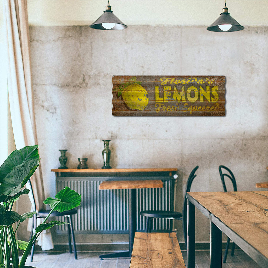 Fresh Squeezed Lemons - Corrugated Metal Wall Art