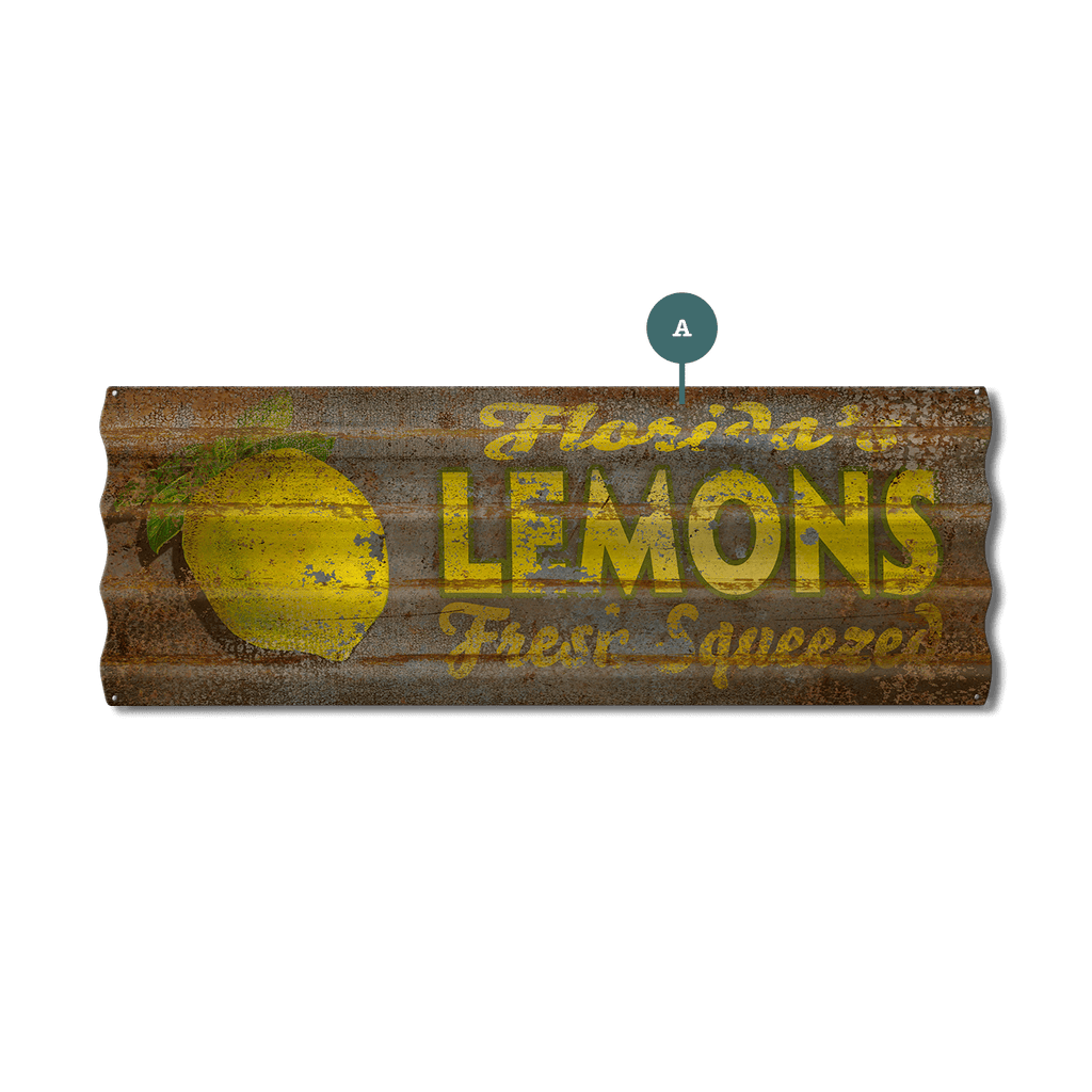 Fresh Squeezed Lemons - Corrugated Metal Wall Art